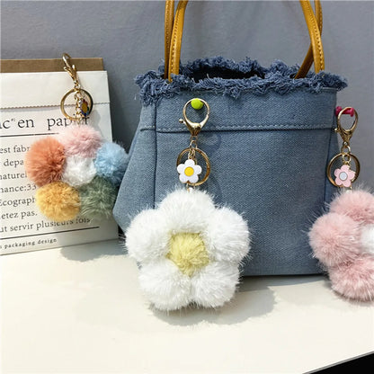 Cute Flower Plush Unisex Bag Pendant Keychain