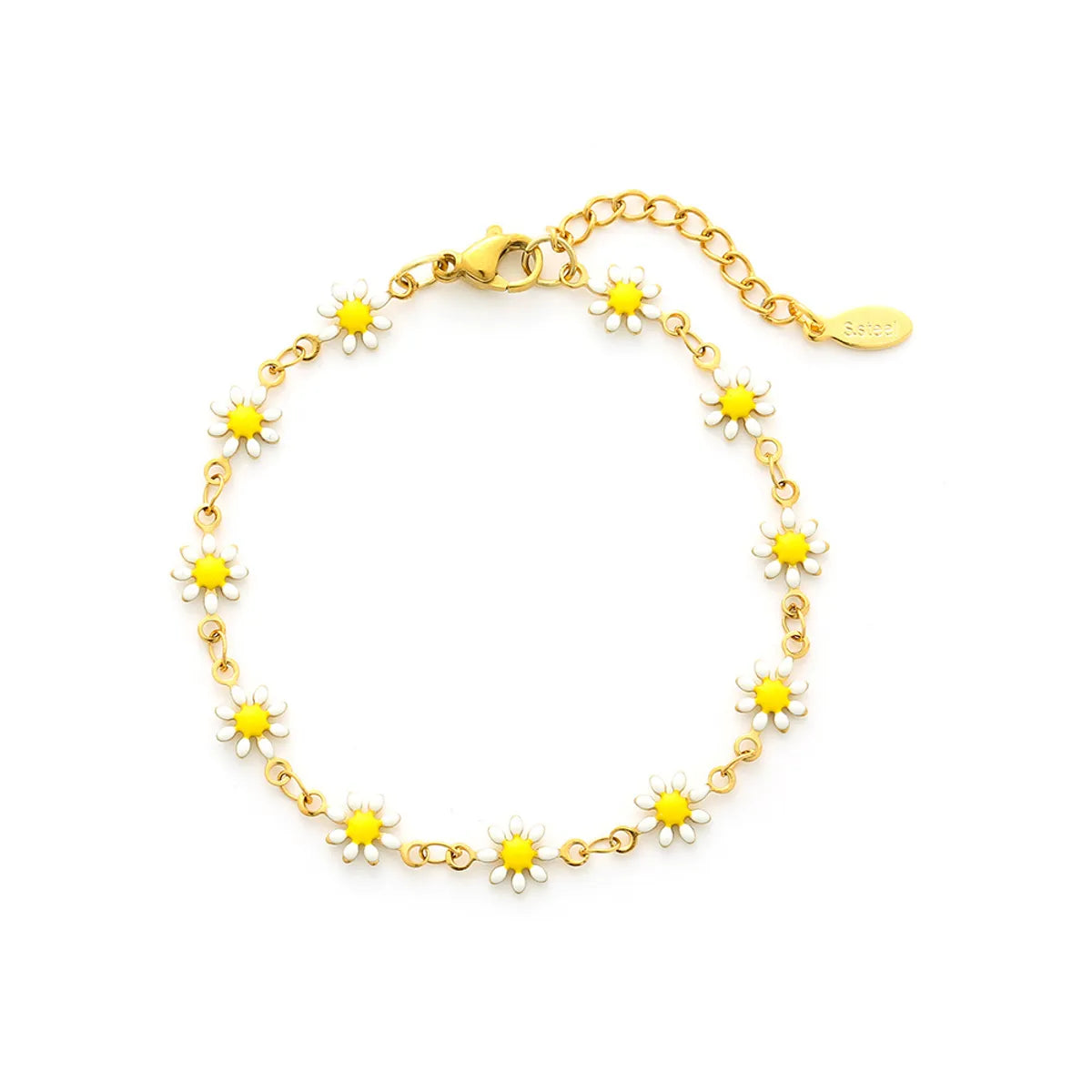 Cute Flower Stainless Steel Enamel Plating Bracelets