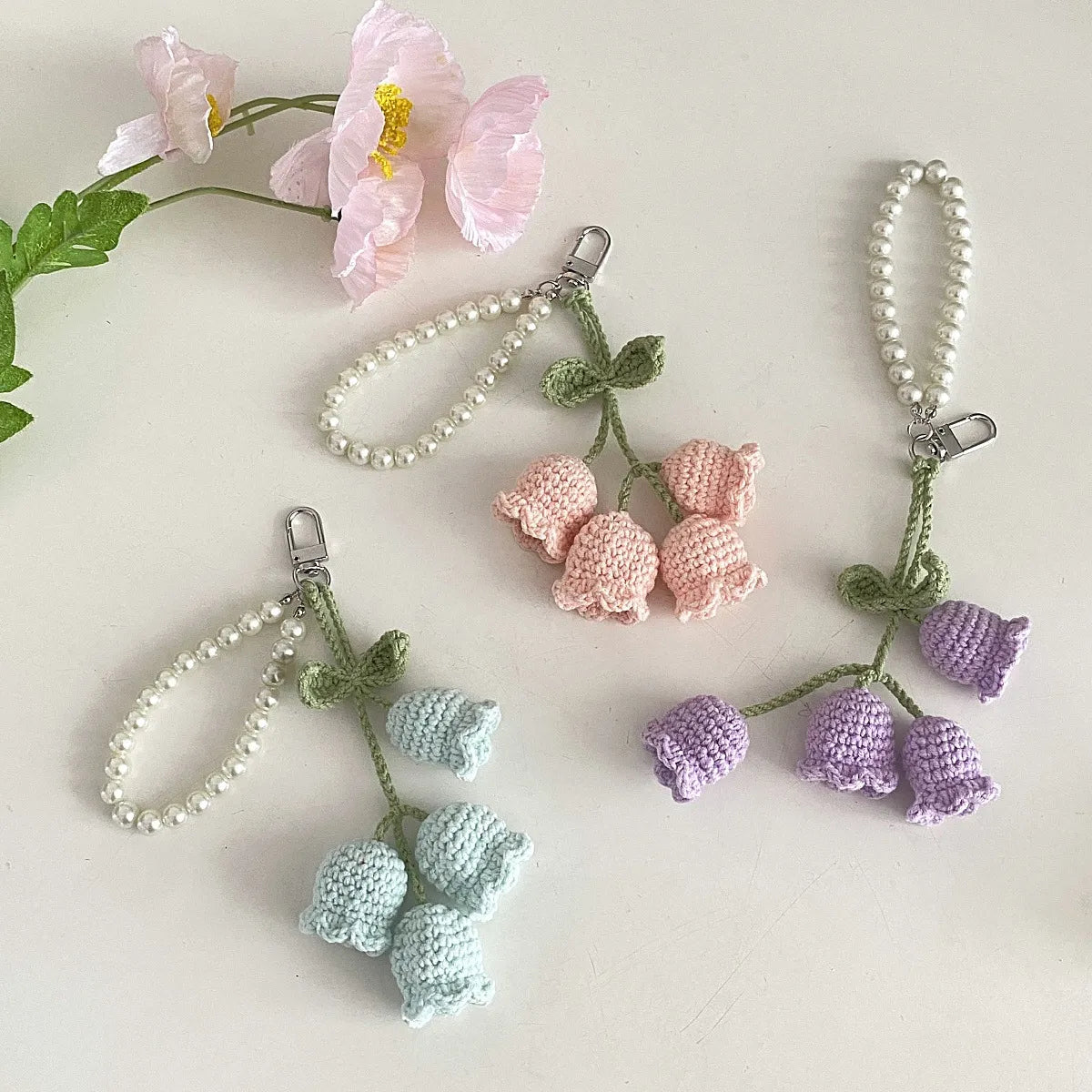 Cute Flower Yarn Women'S Keychain