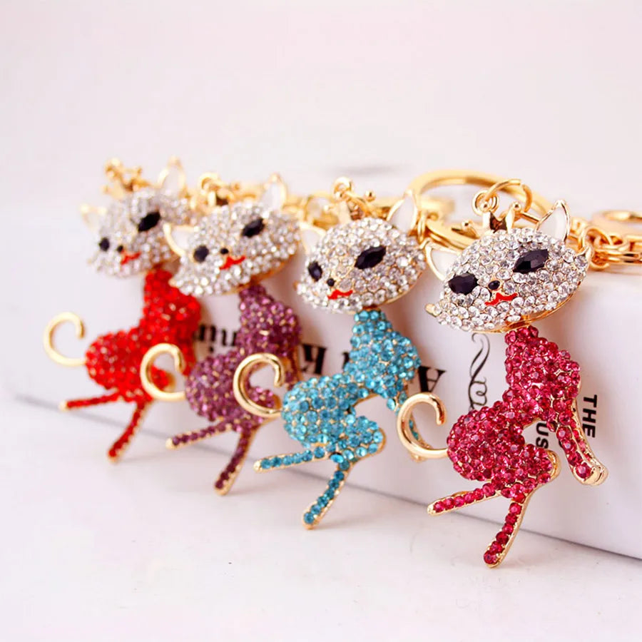 Cute Fox Alloy Inlaid Zircon Women'S Bag Pendant Keychain