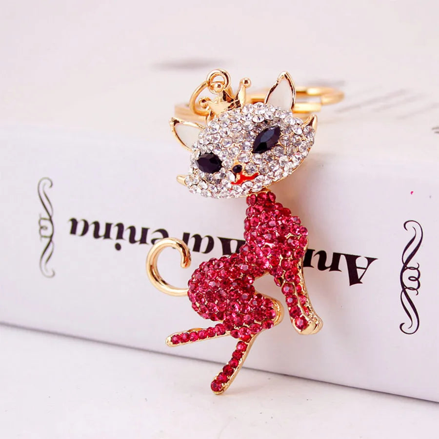 Cute Fox Alloy Inlaid Zircon Women'S Bag Pendant Keychain