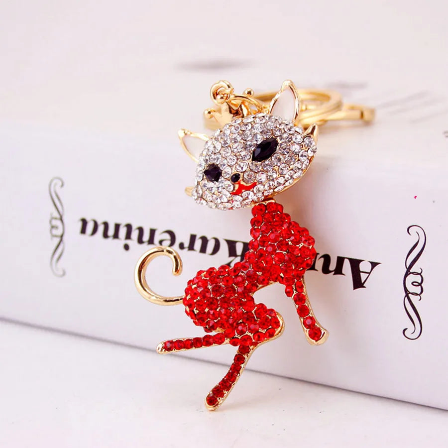 Cute Fox Alloy Inlaid Zircon Women'S Bag Pendant Keychain