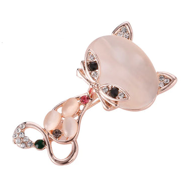 Cute Fox Alloy Plating Rhinestone Opal Brooches 1 Piece