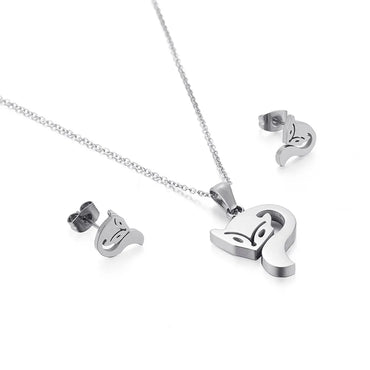 Cute Fox Stainless Steel Titanium Steel Plating Earrings Necklace