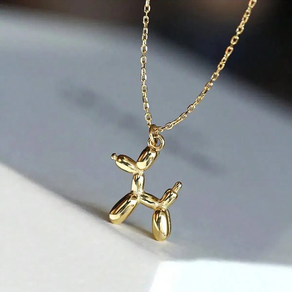 Cute French Style Animal Dog Alloy Three-dimensional Unisex Pendant Necklace