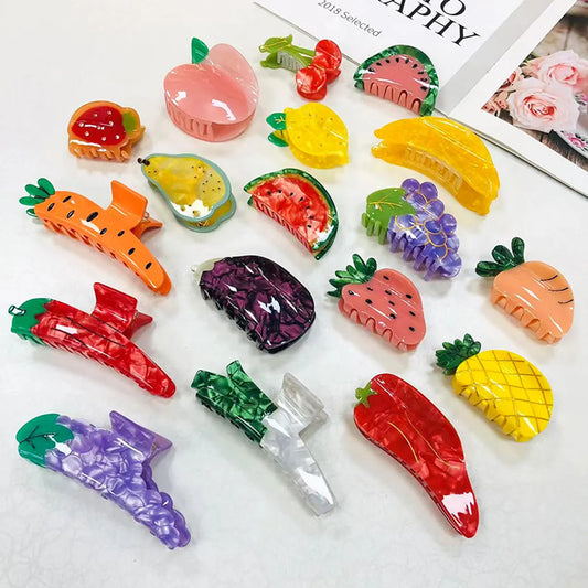 Cute Fruit Acetic Acid Sheets Carving Hair Claws