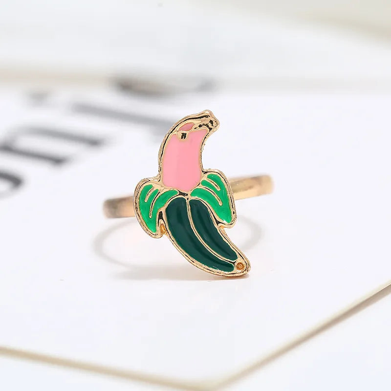 Cute Fruit Alloy Resin Women'S Adjustable Ring