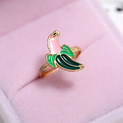 Cute Fruit Alloy Resin Women'S Adjustable Ring