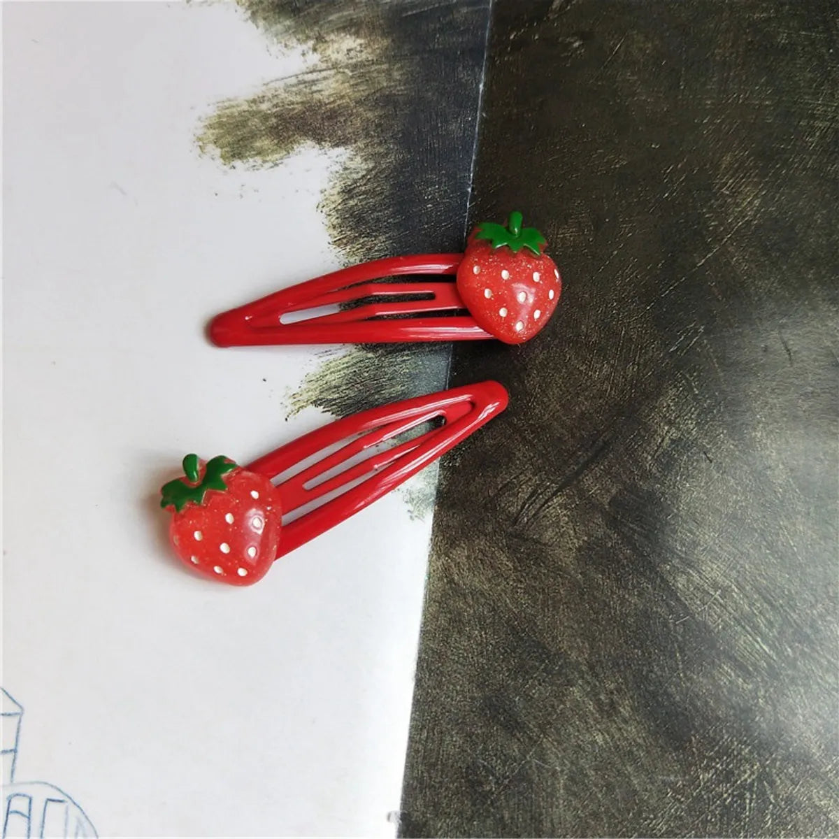 Cute Fruit Strawberry Plastic Cloth Hair Clip Hair Tie