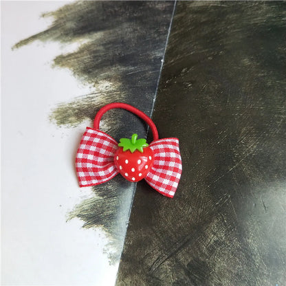 Cute Fruit Strawberry Plastic Cloth Hair Clip Hair Tie