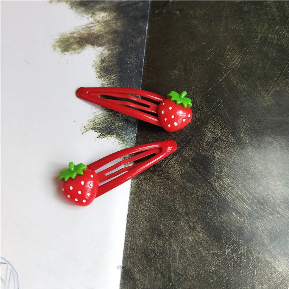 Cute Fruit Strawberry Plastic Cloth Hair Clip Hair Tie