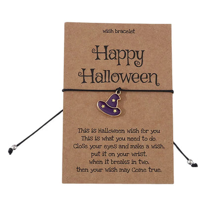 Cute Funny Halloween Pattern Pumpkin Skull Alloy Rope Wholesale Drawstring Bracelets