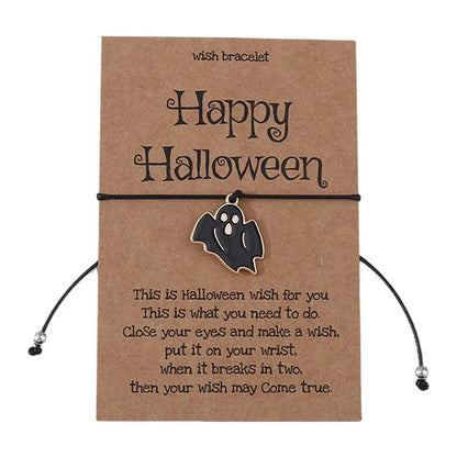 Cute Funny Halloween Pattern Pumpkin Skull Alloy Rope Wholesale Drawstring Bracelets