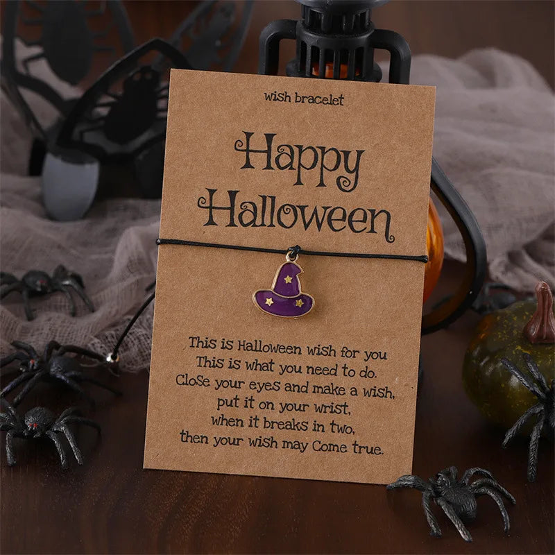 Cute Funny Halloween Pattern Pumpkin Skull Alloy Rope Wholesale Drawstring Bracelets