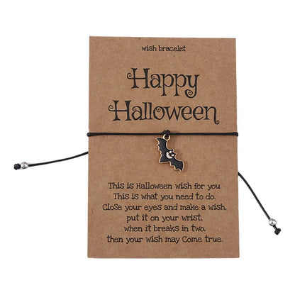 Cute Funny Halloween Pattern Pumpkin Skull Alloy Rope Wholesale Drawstring Bracelets