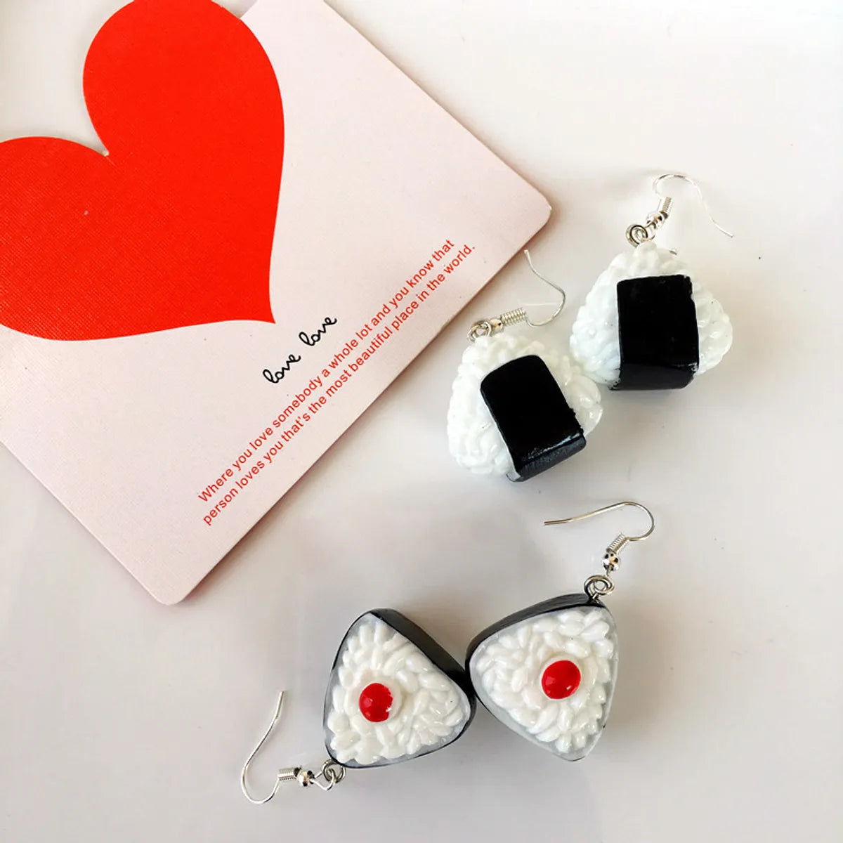 Cute Funny Japanese Rice Ball Pendant Earrings Ear Clip