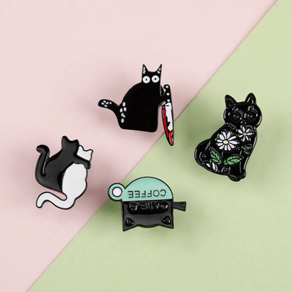 Cute Funny Pastoral Cartoon Cat Alloy Unisex Brooches