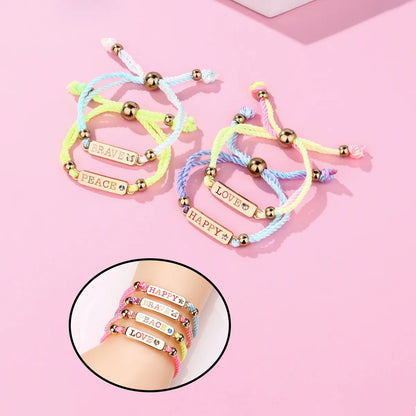 Cute Funny Sweet Letter Alloy Handmade Inlay Rhinestones Kid'S Bracelets