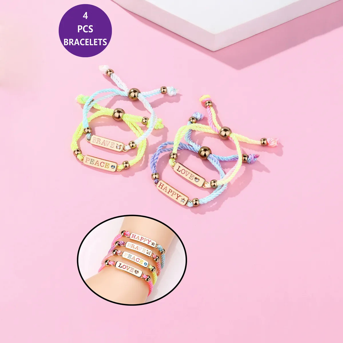 Cute Funny Sweet Letter Alloy Handmade Inlay Rhinestones Kid'S Bracelets