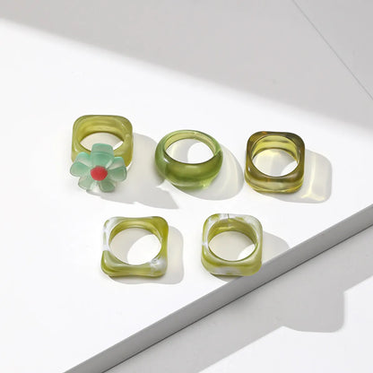 Cute Geometric Resin Women's Rings 1 Set