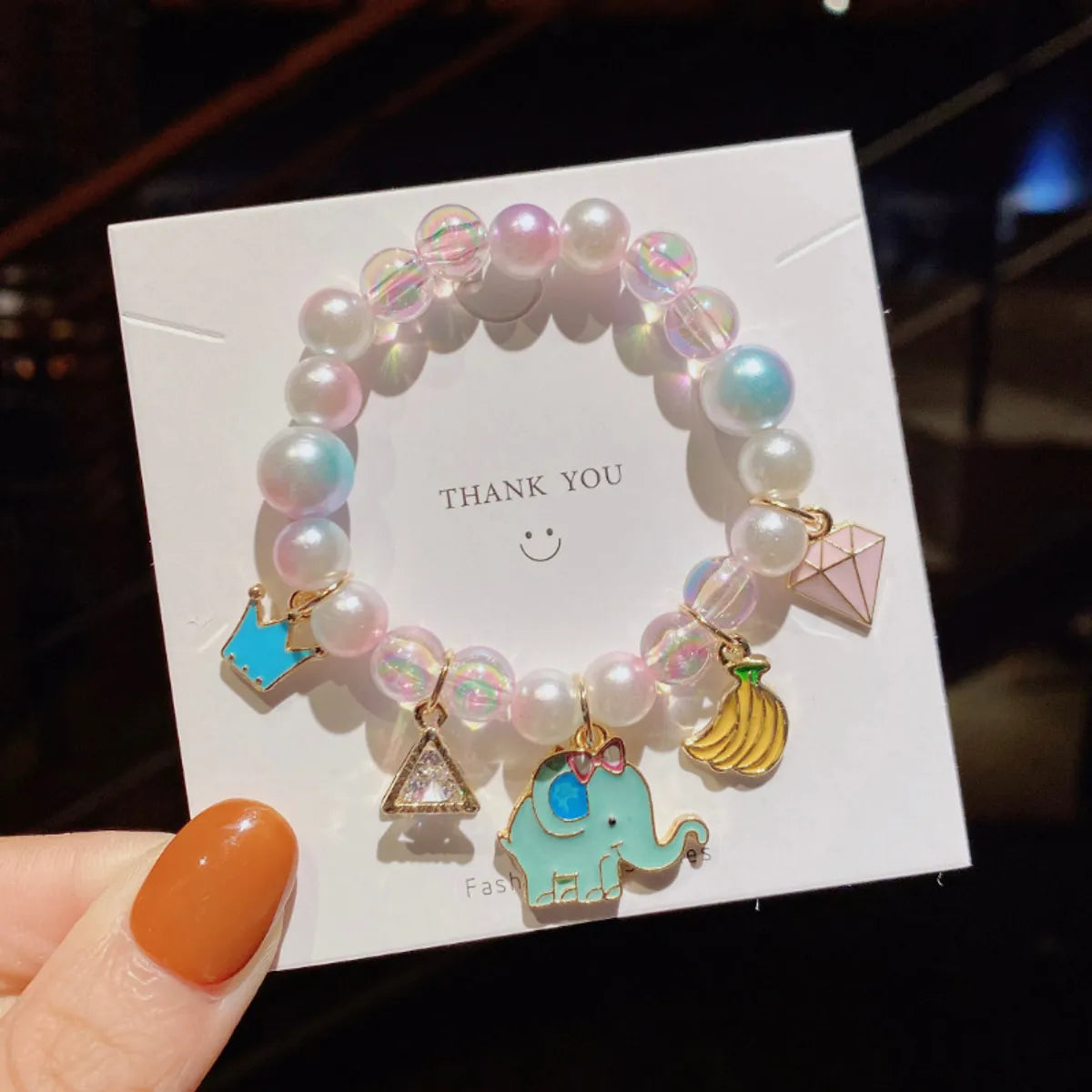 Cute Gradient Color Children'S Pearl Cartoon Bracelet