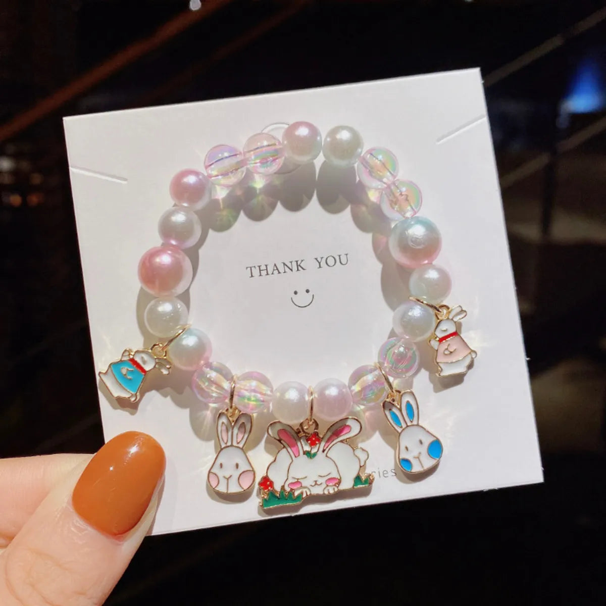 Cute Gradient Color Children'S Pearl Cartoon Bracelet