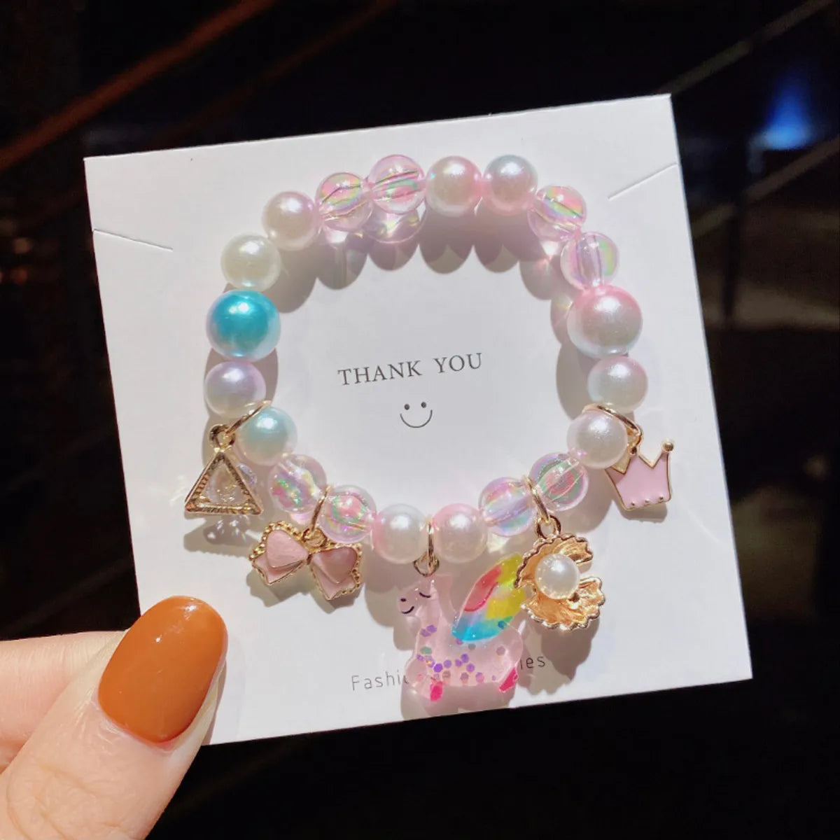 Cute Gradient Color Children'S Pearl Cartoon Bracelet