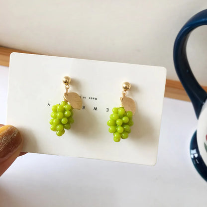 Cute Green Grape Fruit Stud Earrings