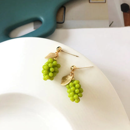 Cute Green Grape Fruit Stud Earrings