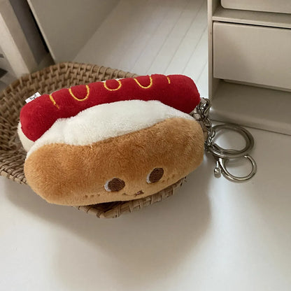 Cute Hamburger French Fries Plush Women'S Bag Pendant Keychain