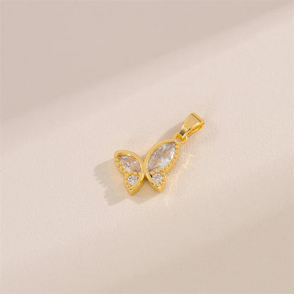 Wholesale Cute Handmade Shiny Sunflower Leaves Heart Shape Brass Plating Inlay 18K Gold Plated Zircon