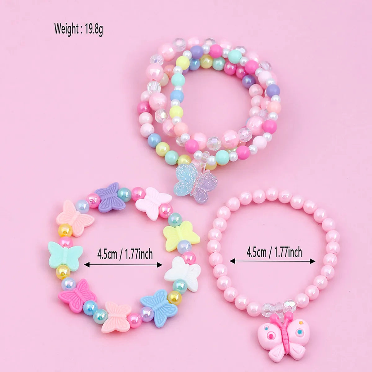 Cute Handmade Sweet Butterfly Arylic Resin Beaded Handmade Girl'S Bracelets