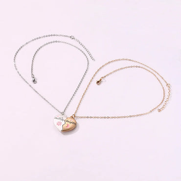 Cute Heart Shape Alloy Enamel Plating Mother's Day Mother&daughter Pendant Necklace