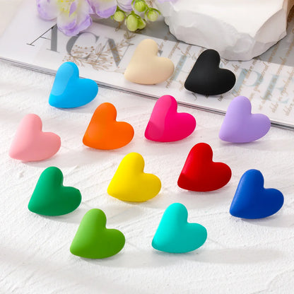 Wholesale Jewelry 1 Pair Cute Heart Shape Alloy Resin Ear Studs