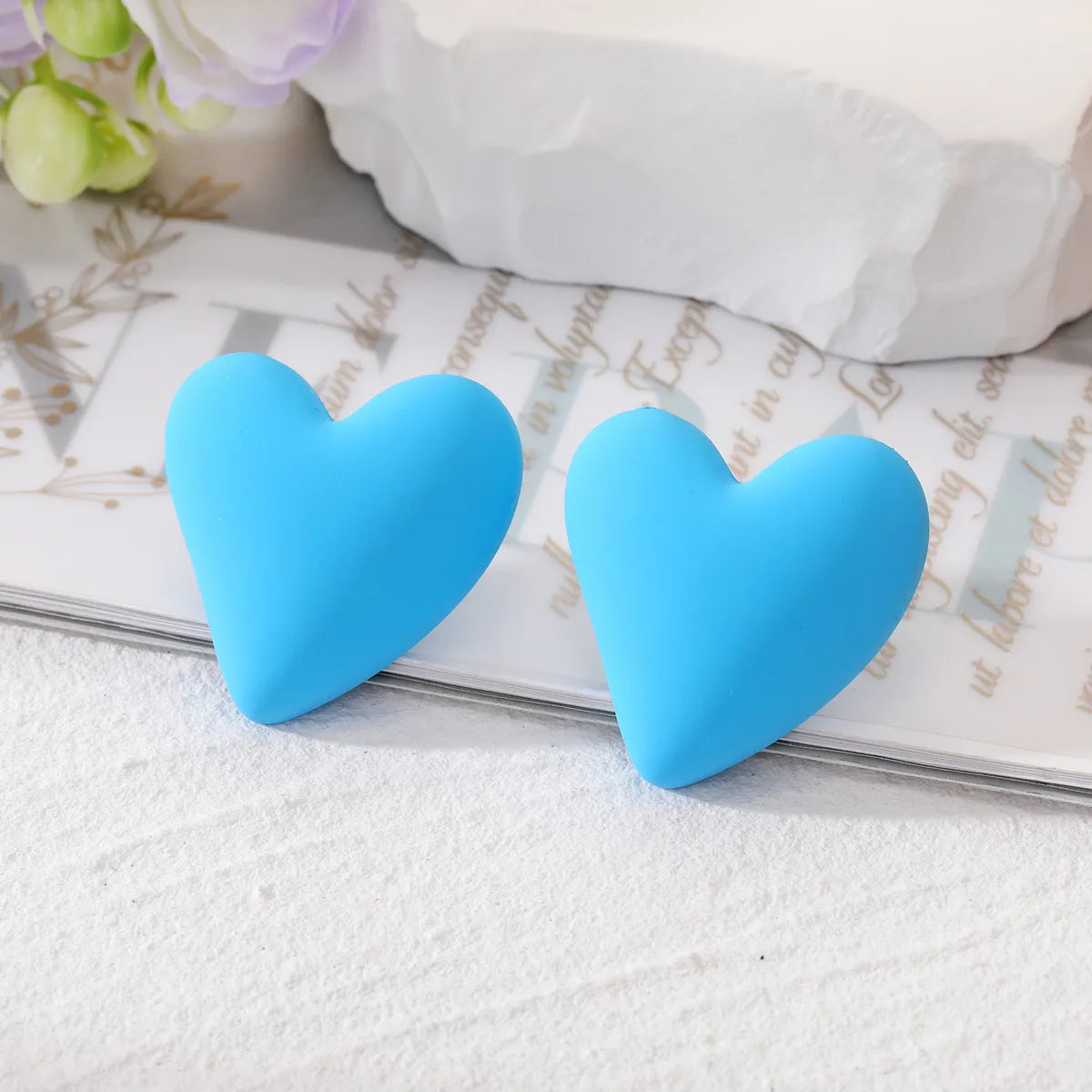 Wholesale Jewelry 1 Pair Cute Heart Shape Alloy Resin Ear Studs