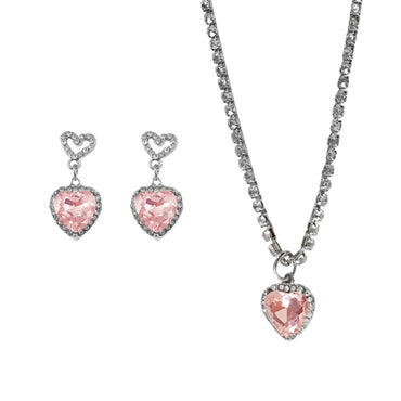 Cute Heart Shape Alloy Plating Women'S Pendant Necklace Ear Studs 1 Piece