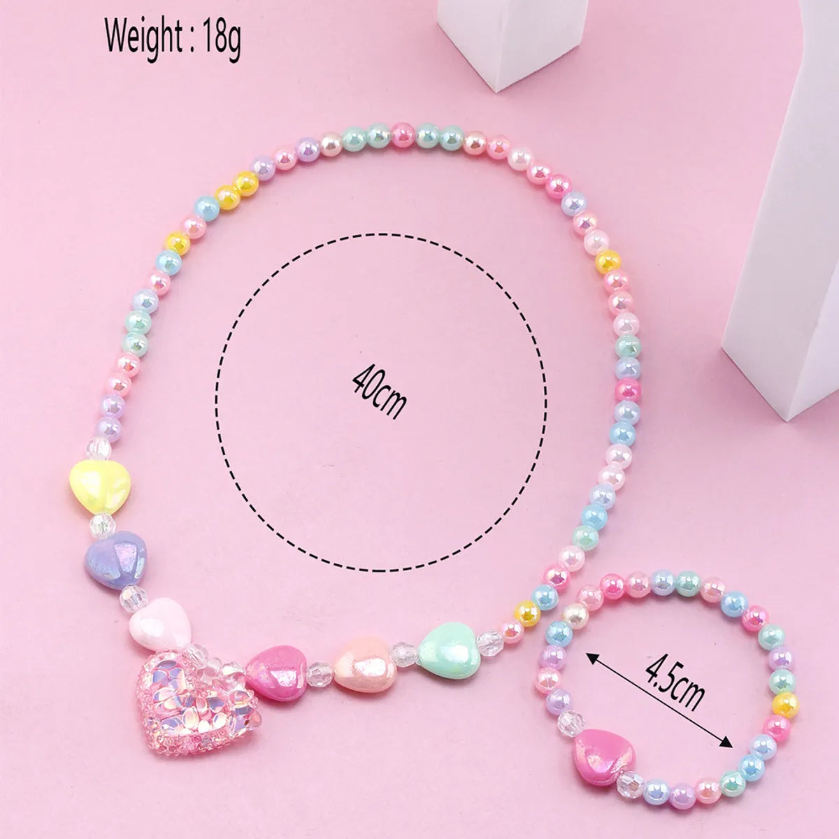 Cute Heart Shape Artificial Crystal Resin Beaded Girl's Necklace