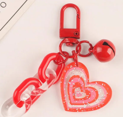 Cute Heart Shape Arylic Unisex Bag Pendant Keychain