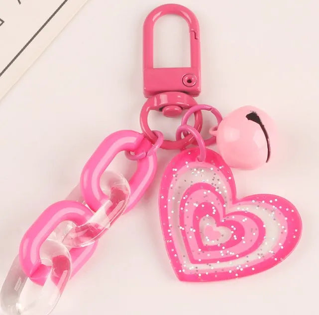 Cute Heart Shape Arylic Unisex Bag Pendant Keychain