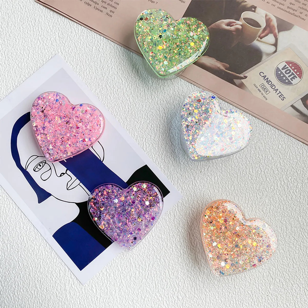 Cute Heart Shape Arylic Universal Phone Cases