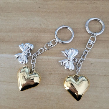 Cute Heart Shape Bow Knot Plastic Women'S Keychain