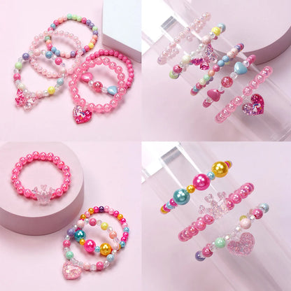 Cute Heart Shape Butterfly Plastic Beaded Girl's Bracelets