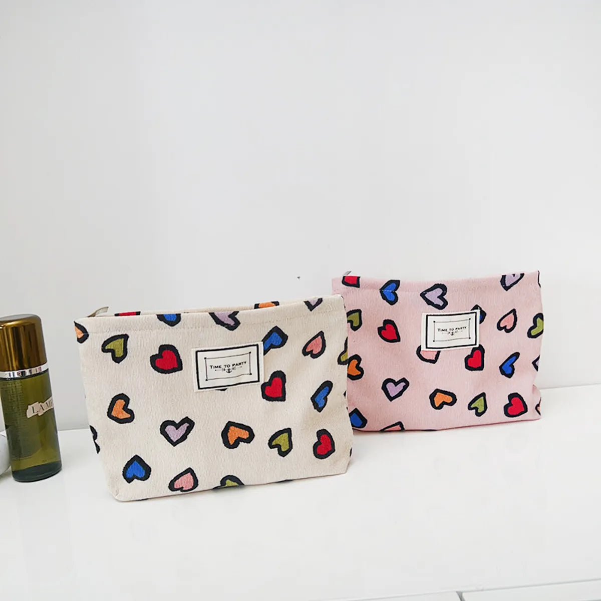 Cute Heart Shape Canvas Square Makeup Bags