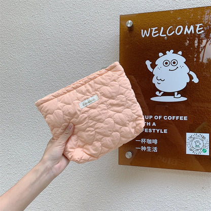 Cute Heart Shape Cotton Square Makeup Bags