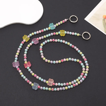 Cute Heart Shape Flower Butterfly Arylic Beaded Stoving Varnish Mobile Phone Chain