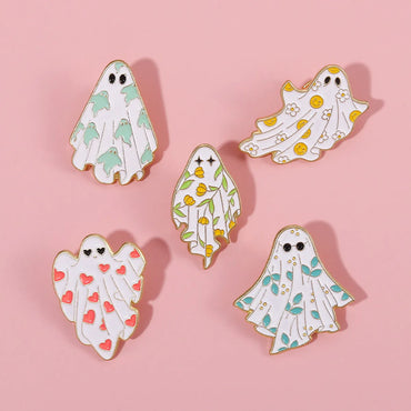 Cute Heart Shape Flower Ghost Alloy Plating Unisex Brooches