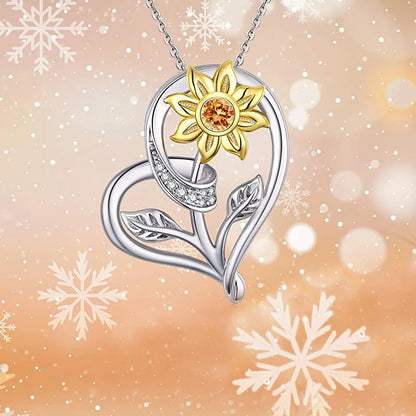 Cute Heart Shape Flower Sterling Silver Plating Inlay Zircon Pendant Necklace