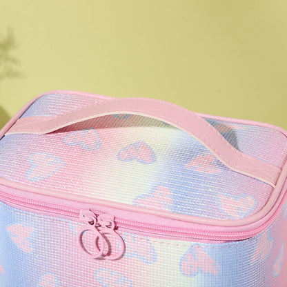 Cute Heart Shape Glitter Square Makeup Bags