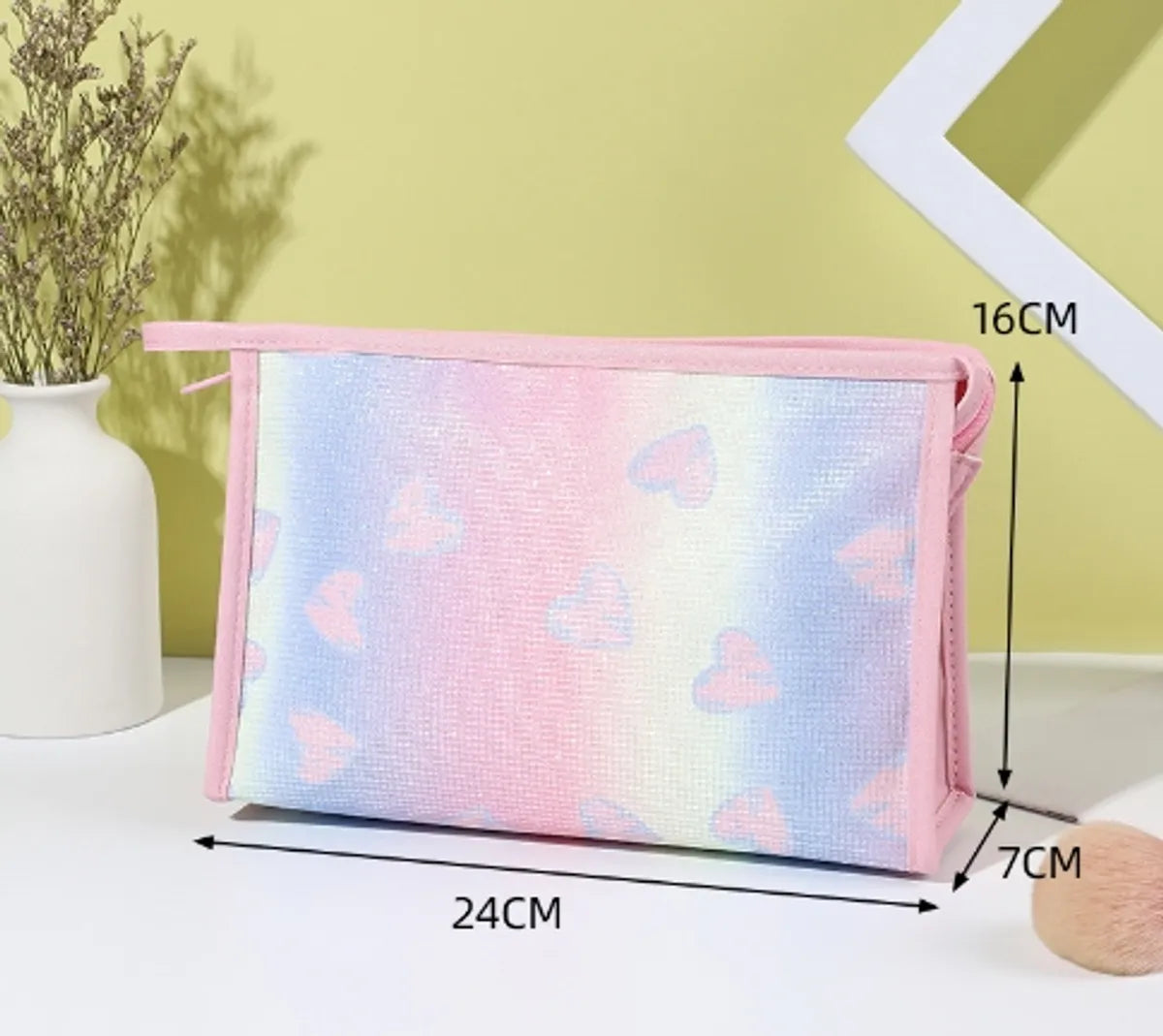 Cute Heart Shape Glitter Square Makeup Bags