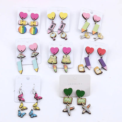 Cute Heart Shape Pencil Arylic Women'S Drop Earrings